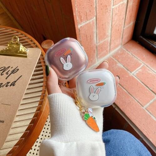 For Samsung Galaxy Buds Live/Buds Pro Case Cute Carrot Rabbit Keychain Silicone Clear Earphone Case For Galaxy Buds Live Cover
