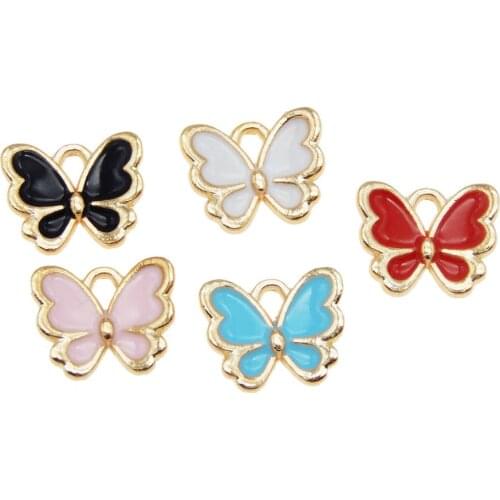 GraceAngie 10PCS Cute Enamel Butterfly Charms Mix Pendants for Crafts DIY Bracelet Jewelry Making Accessory Wholesale