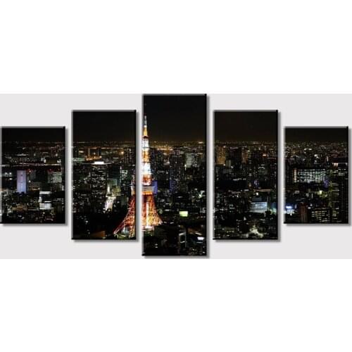 Modern Abstract Painting Canvas Printed Painting Japan City Night Scenery Tokyo Tower Evening Wall Art Custom Wall Decor Art