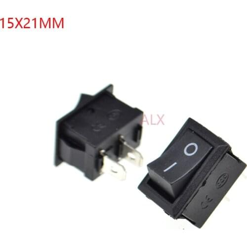 10PCS KCD1-101 SPST 2PIN black mini Push Button rocker Switch ON/OFF power switches 6A/250V 10A/125V 15*21MM 15*21 2 pin