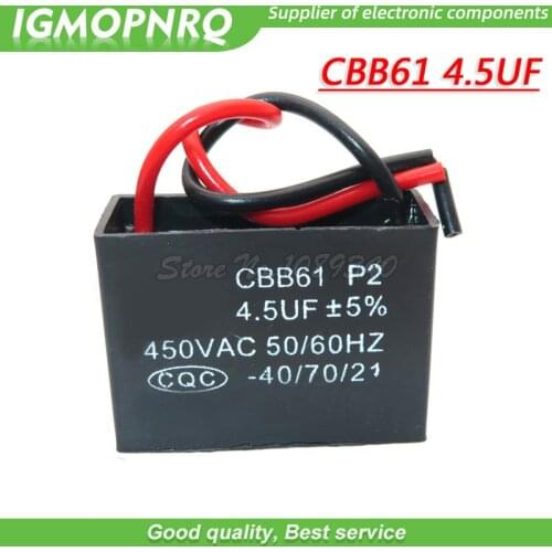2pcs CBB61 4.5uf starting capacitance AC Fan Capacitor igmopnrq 450V 4.5uf CBB Motor Run Capacitor