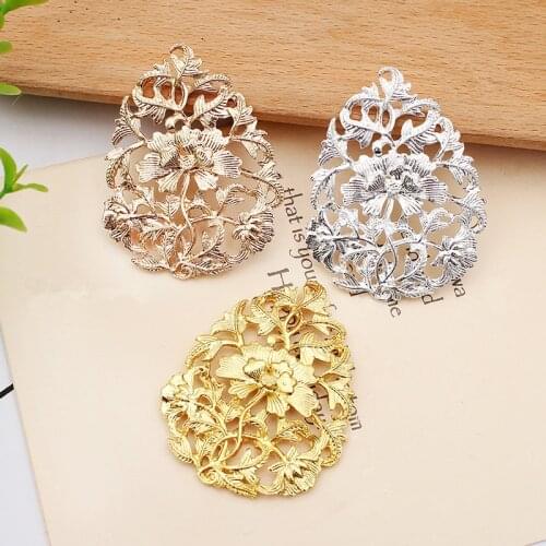 10pcs/lot 38x48.5mm Filigree Flower DIY Hand made Jewelry Materials Jewelry Making Accessories