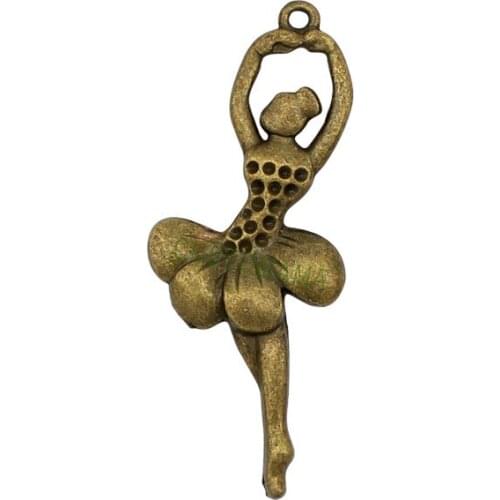 30pcs-Antique Bronze Ballet Dancer Charms Pendant, Ballerina Charms 51x20mm
