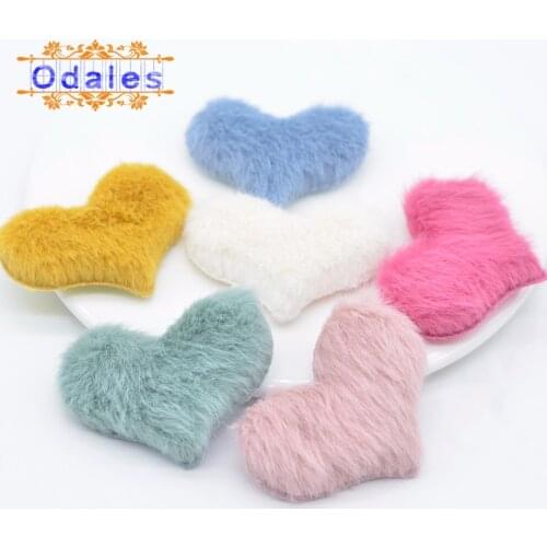 36Pcs/lot Heart Patches Sewing-on Shoes Cloth Soft Mink Hair Padded Appliques DIY Crafts Materials Headwear BB Clip Accessories