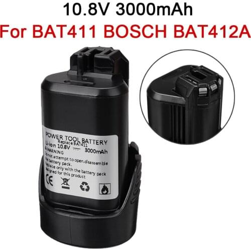 12V 3.0Ah 3000mAh Li-ion Rechargeable Battery pack replace for BOSCH cordless Electric drill screwdriver BAT411 BAT412 BAT412A