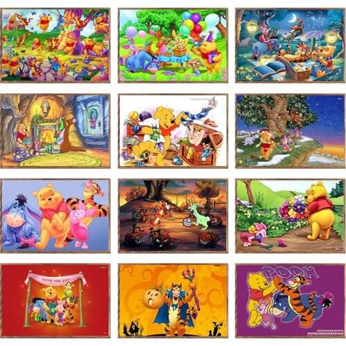 Anime Cartoon Canvas Painting Winnie the Pooh and Tigger Posters and Prints Kids Art Wall Print Mural Pictures Home Wall Decor