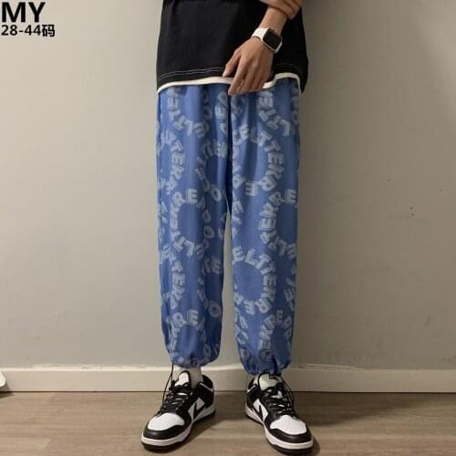 Men Sweatpants Running Pants Harajuku Letter Print Basic Teens Streetwear Casual Workout Trouser Loose Hip Hop Pants Unisex