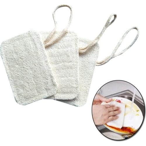 Natural Loofah Dishwashing Cloth Scrub Scouring Pad Wash Dish Pot Kitchen Sponge Clean Brushes Scrubber Rag Tools Cleaning Towel