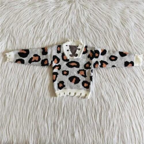 High Quality Children Sping Autumn Long Sleeve Sweater Girl And Boys Boutique Leopard Top Kids Fashion Outwear