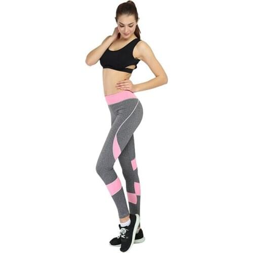 Europe And America Stitching Slim Yoga Pants Sports Suit Pink And White Sports Pants Bottoming Pencil Pants Women 2021