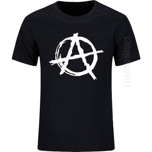 T Shirt Men Anarchy Symbol Punk Rock O Neck T-Shirt Bedlam Evil Anarchist War Rocker Cotton TShirt Tees Clothing