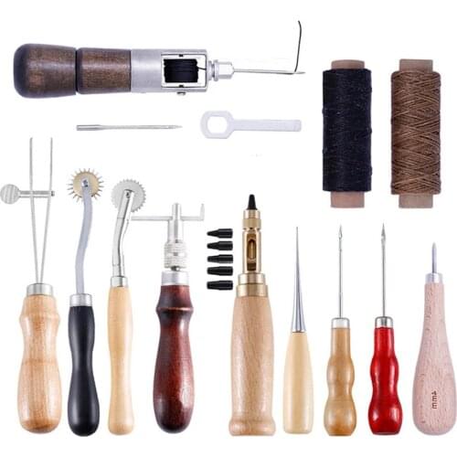 Imzay Leather Stitching Sewing Punch Craft Tools Kit Cutter Carving Working Stitching Leather Craft Tool Sets Accessories