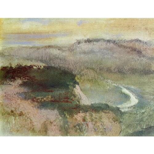 Oil Painting Reproduction on Linen Canvas,Landscape with Hills by edgar degas,Free DHL FAST Shipping,100%handmade,Top Quality