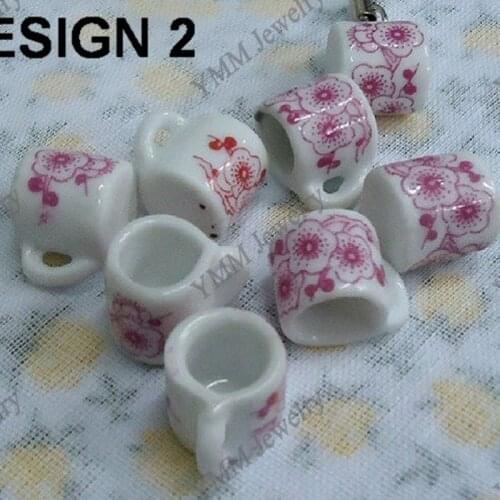 Ceramic charms free shipping, pink teacup shape pendants fit jewelry DIY, promotionl pendants