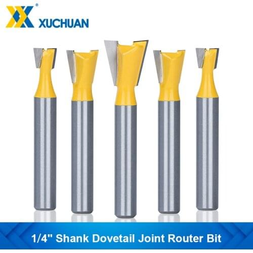 1/4 Shank Dovetail Joint Router Bit 1/4''-7/8'' Woodwork Engraving Bit Milling Cutter for Wood Cut Woodworking Toos