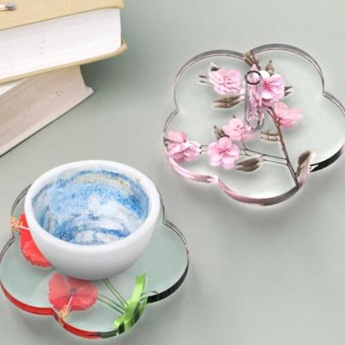 85LB Creative Rotating Axis Flower Coaster Epoxy Resin Mold Cup Mat Silicone Mould DIY Crafts Ornaments Home Decorations Casting