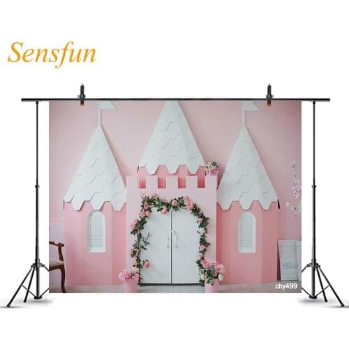 LEVOO Baby Backdrop Pink Castle Decoration Girl Portrait Photography Background For Photo Shoot Photozone Photo Studio Vinyl