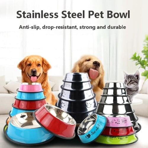 6 Size Stainless Steel Dog Bowls For Dish Water Dog Food Bowl Pet Puppy Cat Bowl Feeder Feeding Dog Water Bowl For Dogs Cats