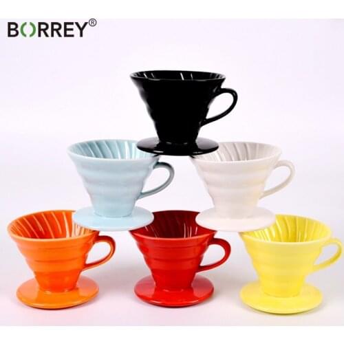 BORREY Reusable Coffee Filter Ceramic Coffee Dripper Filte Cup Pour Over Coffee Maker Accessories Handmade Brewer Coffee Tools