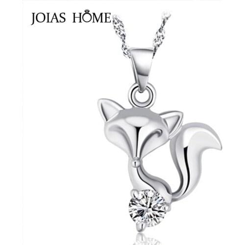 JoiasHome Fashion 925 Sterling Silver Necklace Korean Fox Pendant with Short Clavicle Necklace Valentines Day Gift
