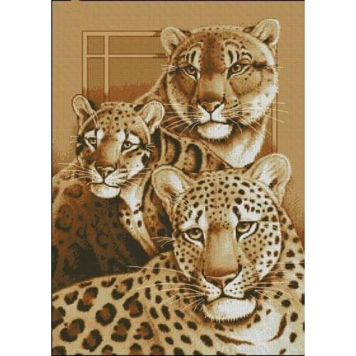Animal three Wild cats Sewing Kit Top Quality Embroidery Needlework 11CT 14CT Unprinted Art Cross Stitch Kits DIY Handmade Decor