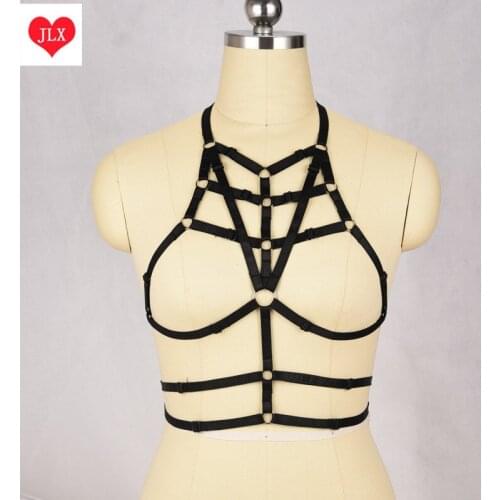 New sexy lingerie halloween cage bra punk bondage lingerie harness bra Handmade women Harajuku Gothic elastic body harness
