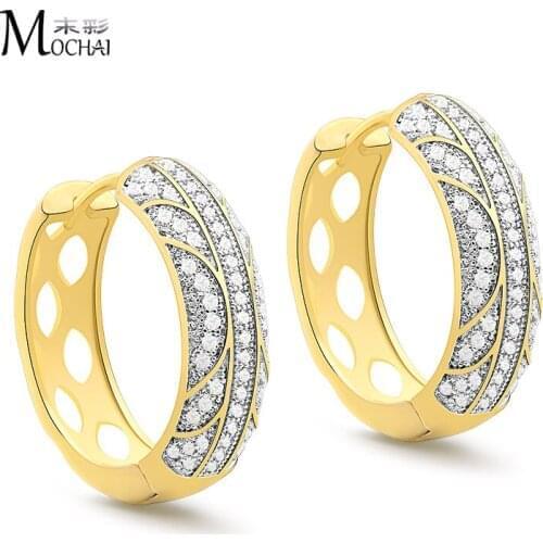 New Arrival Elegant Cubic Zircon Gold Color Round Circles Hoop Earrings For woman 2017 Best gift brinco ZK30