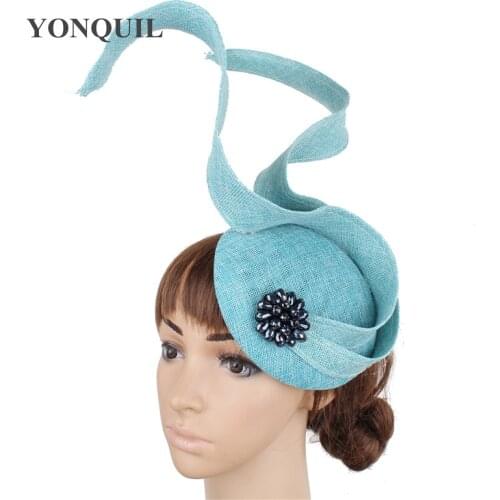Charming Turquoise Millinery Imitation Sinamay Fascinators Hats Ladies Hair Accessories Hairclips Fashion Cocktail Headpieces