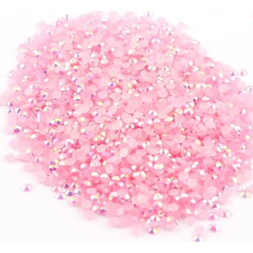 Pink AB 2mm,3mm,4mm Nail Art Resin Jelly Rhinestone Round Flatback For DIY Nail Art Accessories