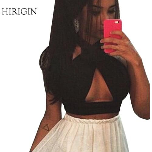 Sexy 2018 Summer Tank Top Strappy Backless Lace Up Girl Camisole Beach Casual Women Crop Top Black Short Camis