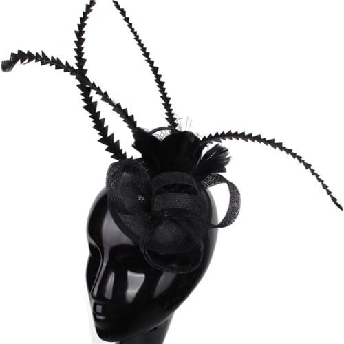 Gorgeous Fascinator Fashion Hair Wedding Cocktail Sinamay Fedora Hats With Fancy Feather Female Wedding Elegant Ladies Headdress