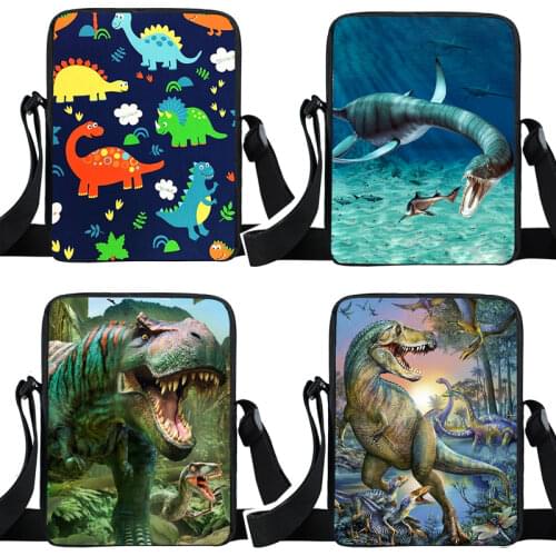 Dinosaur Print Mini Messenger Bag Boys Girls Satchels Children Shoulder Bag Plesiosaur / T-Rex Kids Crossbody Bags Bookbag