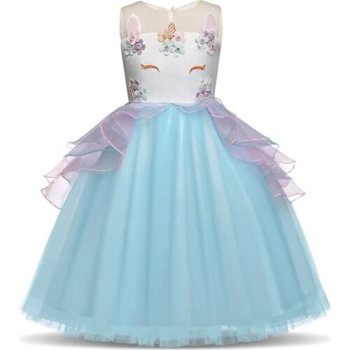 Unicornico Party Dress For Wedding Children Girl Clothes Costume For Kids Tulle Formal Party Clothes 3-8 Years Infantil Vestido