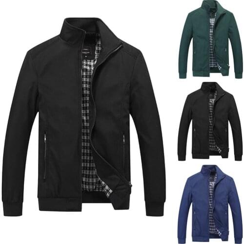 Spring Autumn and Winter Pure Color Stand-up Collar Men Fashion Jacket Long Sleeve Loose Cap Zipper Jacket#288129
