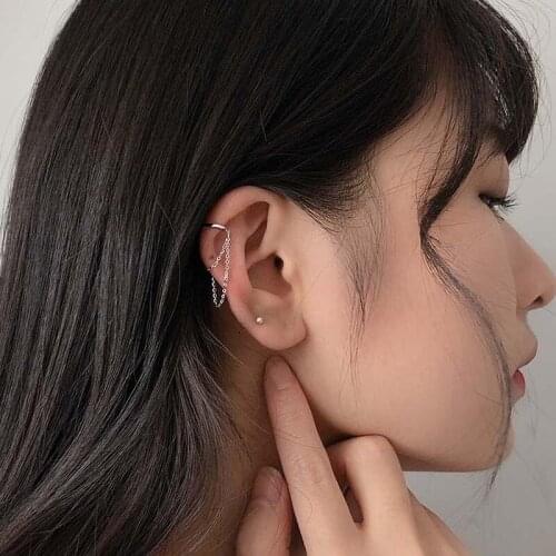 2021 New Pairs Fashion Punk Rock Ear Clip Cuff Wrap Earrings No piercing-Clip On Cartilage Wrap Earring For Women Gifts Tassel