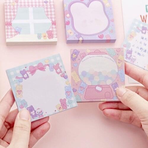 1pcs Candy Color Memo Pad Notebook Student Message Sticky Note Paper Bookmark Label Sticker Escolar Kawaii Stationery Memo Pads