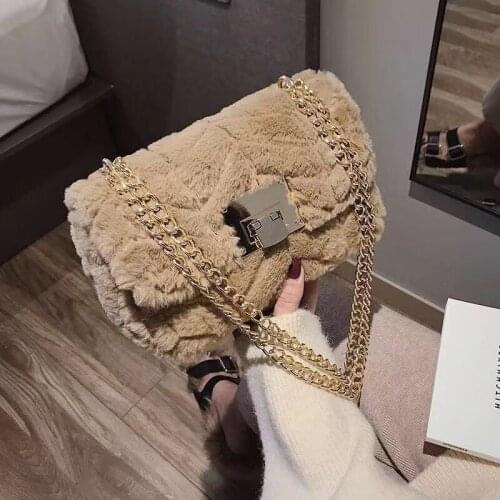 2019 new fashion plush ladies Messenger bag small lady shoulder bag mobile phone ladies mini wallet and handbag evening bag
