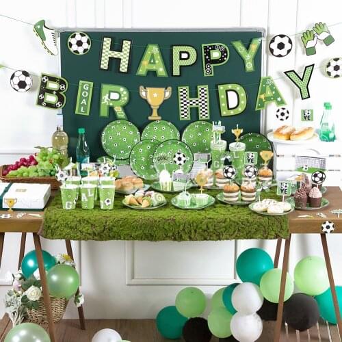 78pcs/6set Football Soccer Birthday Party Decoration Paper Cup Paper Plate Straw Pull Flag Spiral Charm Set World Cup Supplies