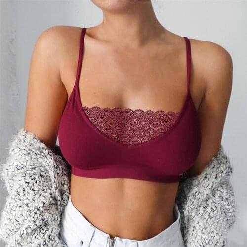 Women Sexy Bra Lace Bralette Push Up Lingerie Underwear Seamless Intimate Wireless Camis Brassiere Femme Spaghetti Strap CropTop