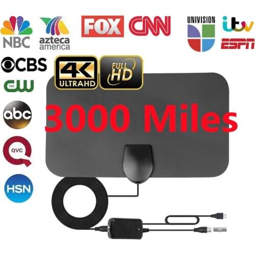 Kebidumei 4K 25dB High Gain HD TV DTV Box Digital TV Antenna 50 Miles Booster Active Indoor Aerial HD Flat Design High Quality