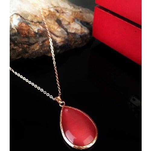 Dr Stone Natural Stone Women 'S Cat 'S Eye Stone rose gold plated Necklace KR 372867479