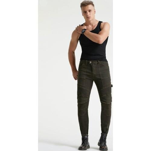 Jeans Casual Motorcycle Pants Army Green Denim Motorcycle Jeans Army Green Casual Pants Motorcycle Overalls