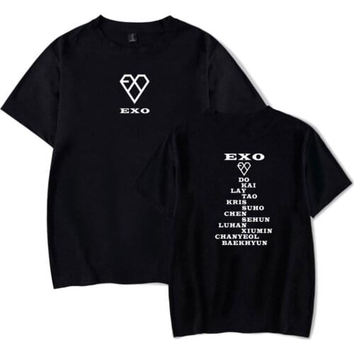 EXO Kpop loose Summer Cute Tshirts Women/Men Short Sleeve Harajuku loose T shirt tops 2020 korean hip hop Streetwear casual tees
