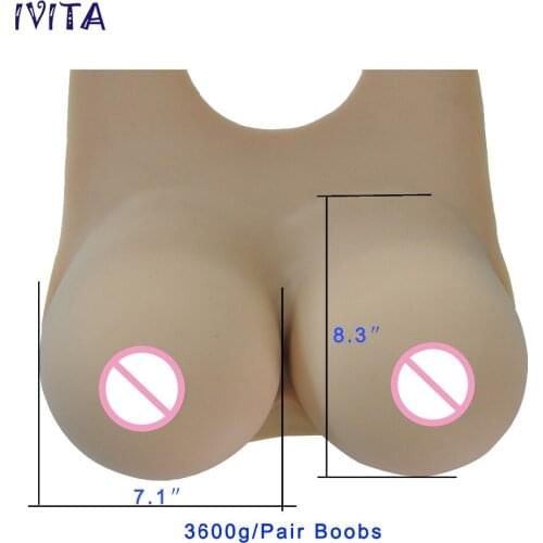 IVITA 3600g Suntan Realistic Fake Breast Forms Artifical Silicone Breast Forms For Transvestite Transgender Crossdresser