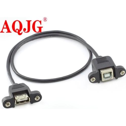 30cm 50cm USB2.0 B Female to Usb Female Cable USB Type B Wire Socket Printer Panel Mount Extension Cable Screw Hole Connector
