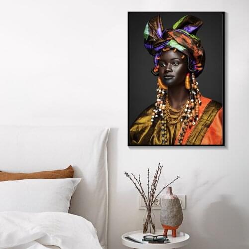 Black Women Look into the distance Paintings African Art Poster and Print Painting on Canvas Art for Living Room Home Fashion HD