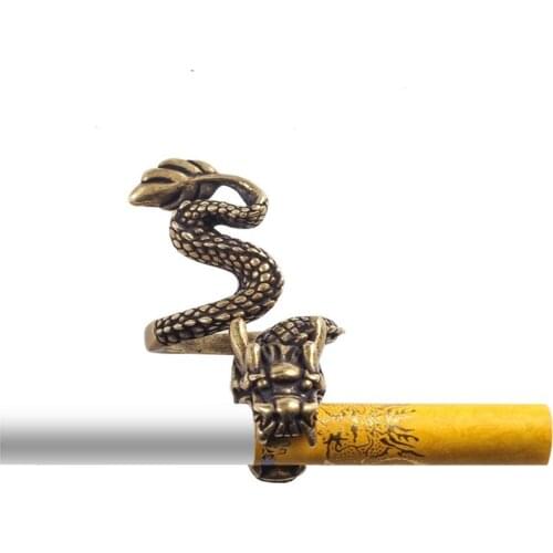 Classic Chinese Dragon Cigarette Ring Holder Creative Ring Domineering Dragon-Shaped Ring Smoking Accessories Gift