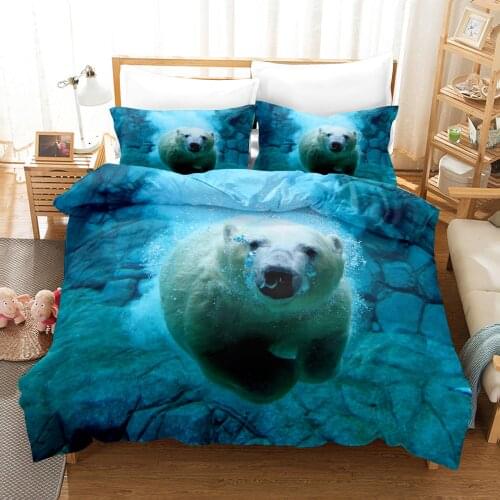 Animal Bear Bedding Set DoubleLarge King-Size Brushed Quilt Cover And Qillowcase Soft Bedding