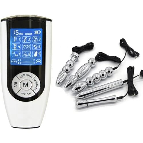 Electric Shock Kit Anal Plug Anal Beads Dildo Vaginal Prostate Massage Double Electrode Butt Plug Adult Sex Toys