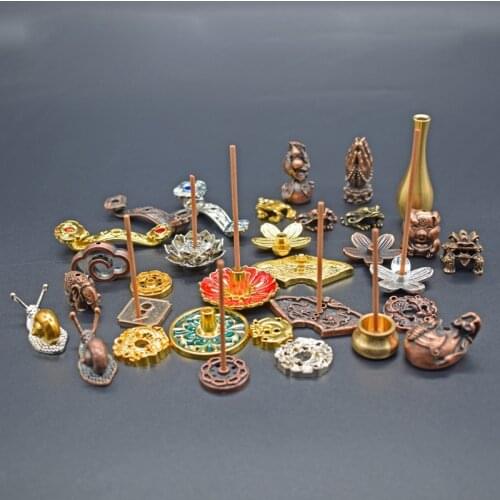 Brass Incense Burner Lotus Clip Indoor Mini Alloy Cherry Blossoms Small Ornaments Nine Holes Incense Seat Decoration